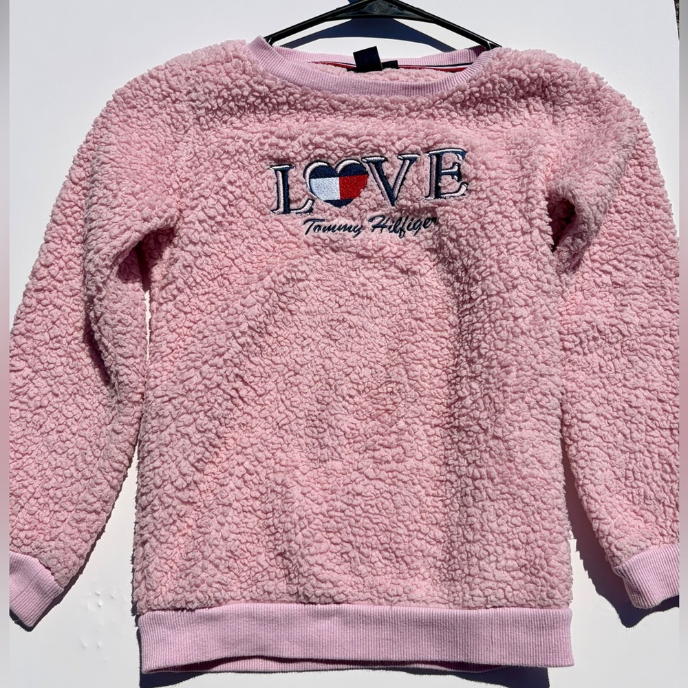 Tommy Hilfiger Pink Sherpa 'LOVE' Pullover